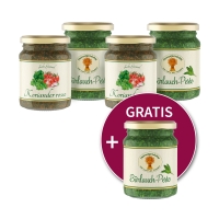 5 pour 4 = 1 GRATUIT: Pestos 125ml au choix 5 pour 4 = 1 GRATUIT: Pestos 125ml au choix